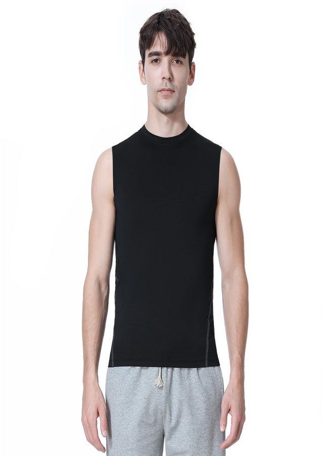 TopTie Men's Sleeveless Compression Shirt, Sports Base Layer Tank Top, Athletic Workout Shirt-White-XL - Image 2